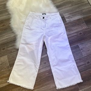 High Rise White Capri Jeans